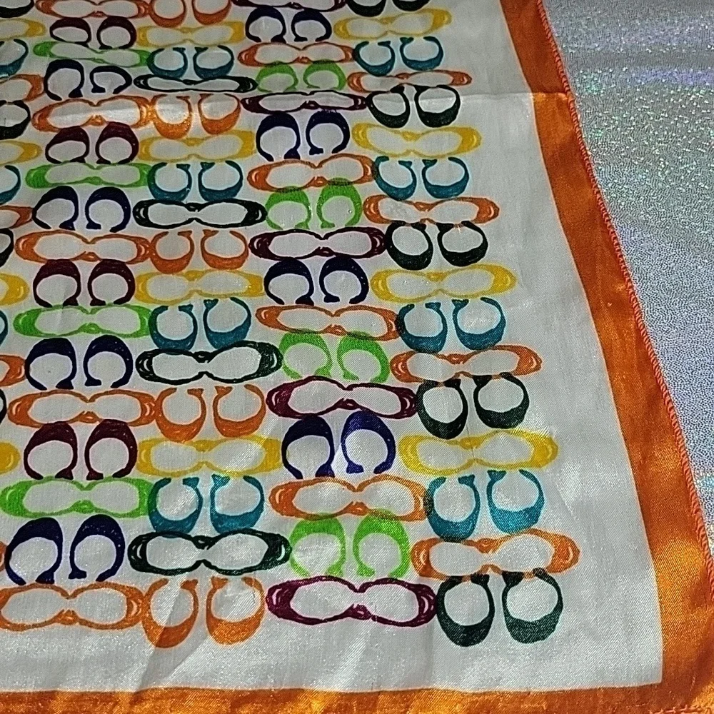 Coach Vintage 100% Silk Monogram Rainbow Cs Hankercheif Bandana Scarf Hair Bow